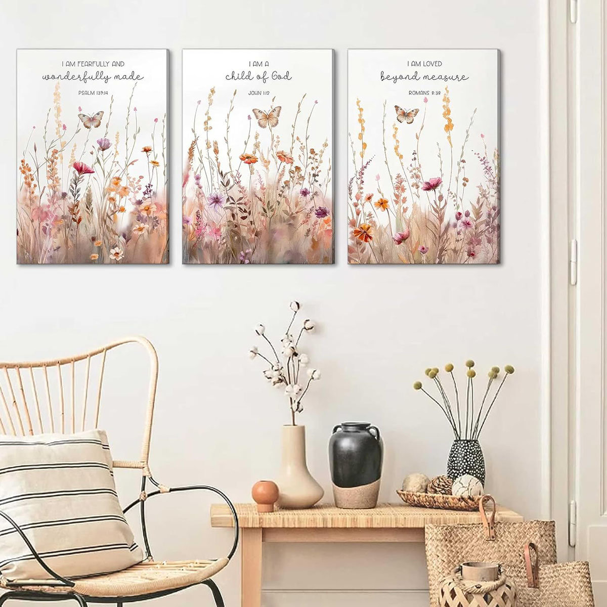 August Grove® 3Pcs Christian Nursery Canvas Wall Art Bible Verse ...
