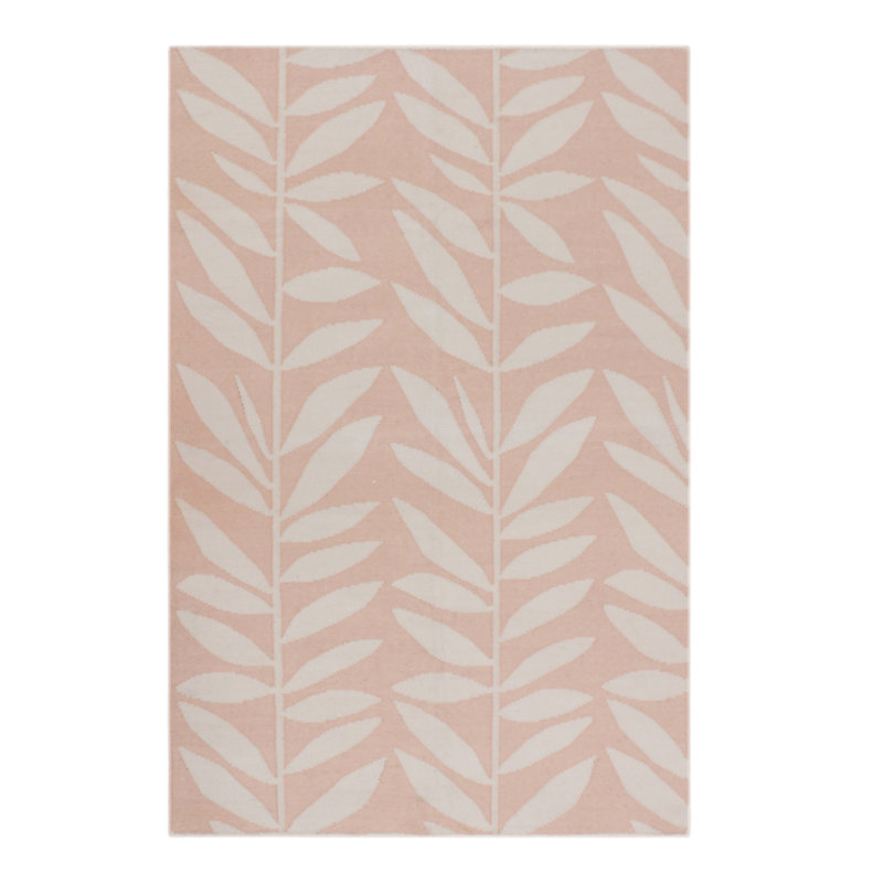 Floral Area Rug in Pale Pink, Rectangle 12' x 15'