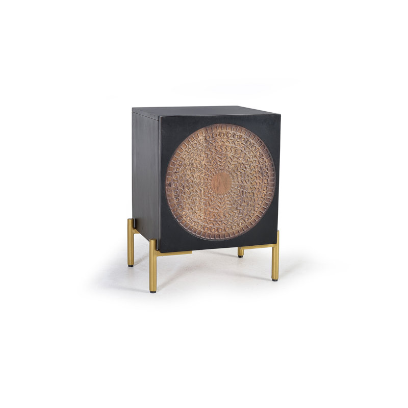 Lapeer 43cm W Solid Wood Bedside Table