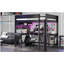 Lit mezzanine double en bois avec bureau, tablettes de rangement, DEL et station de charge, noir