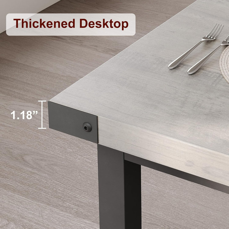 Table de salle à manger 70,87 "pour 6 à 8 personnes, table rectangulaire en bois, Gris