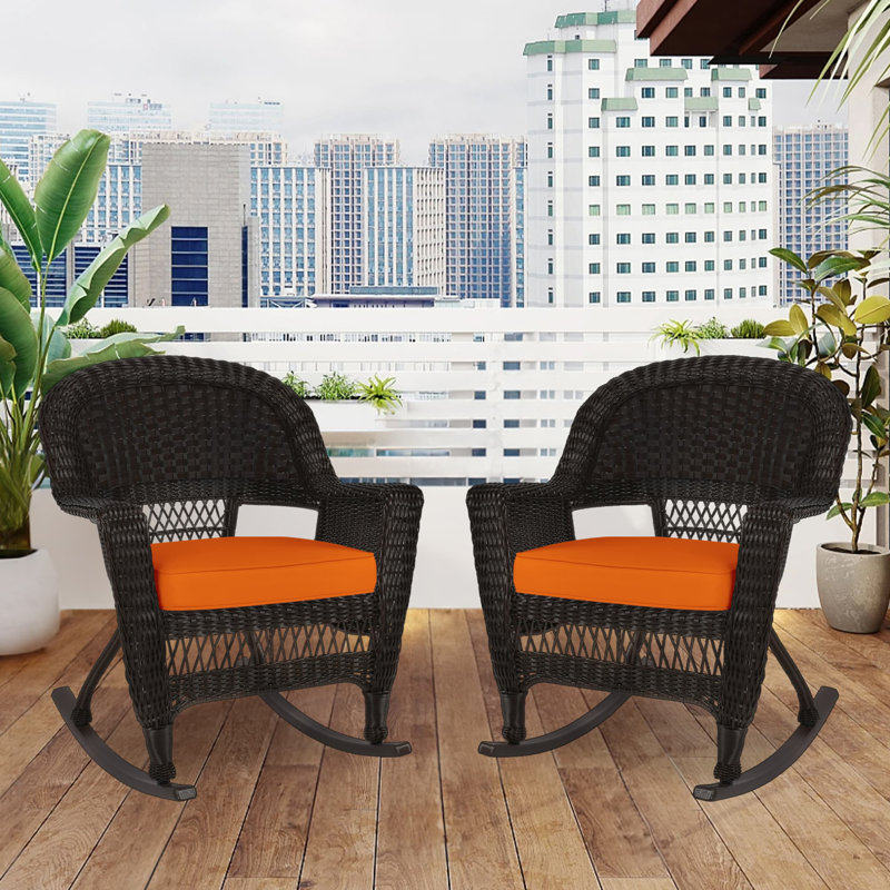 Chaise berçante en osier Raenesha, Espresso, Orange