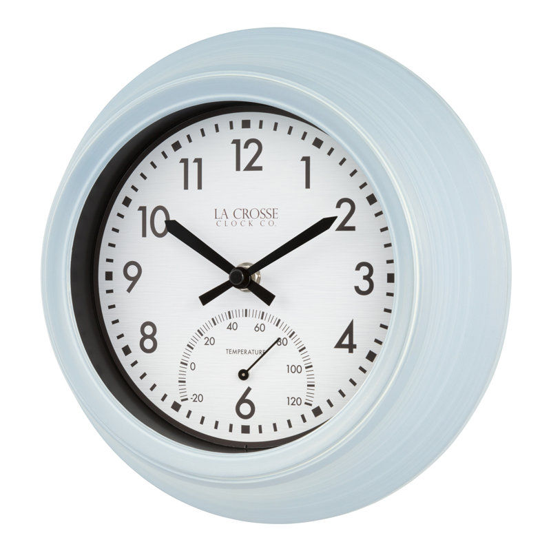9" Outdoor Distressed Quartz Clock, Light Blue