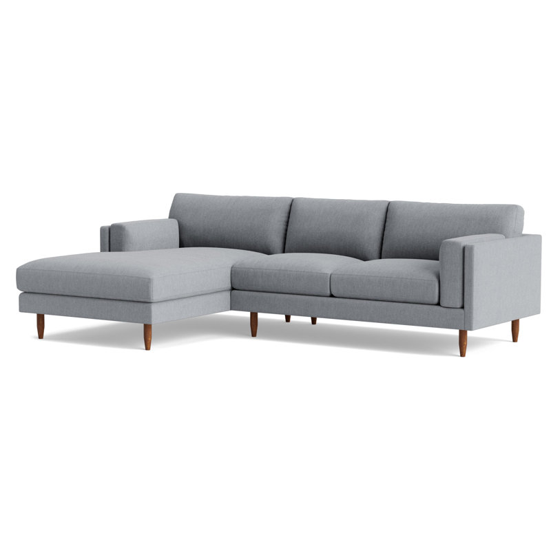 Skinny Fat Chaise Sectional, Performance Weave - Zinc, Left Hand Facing