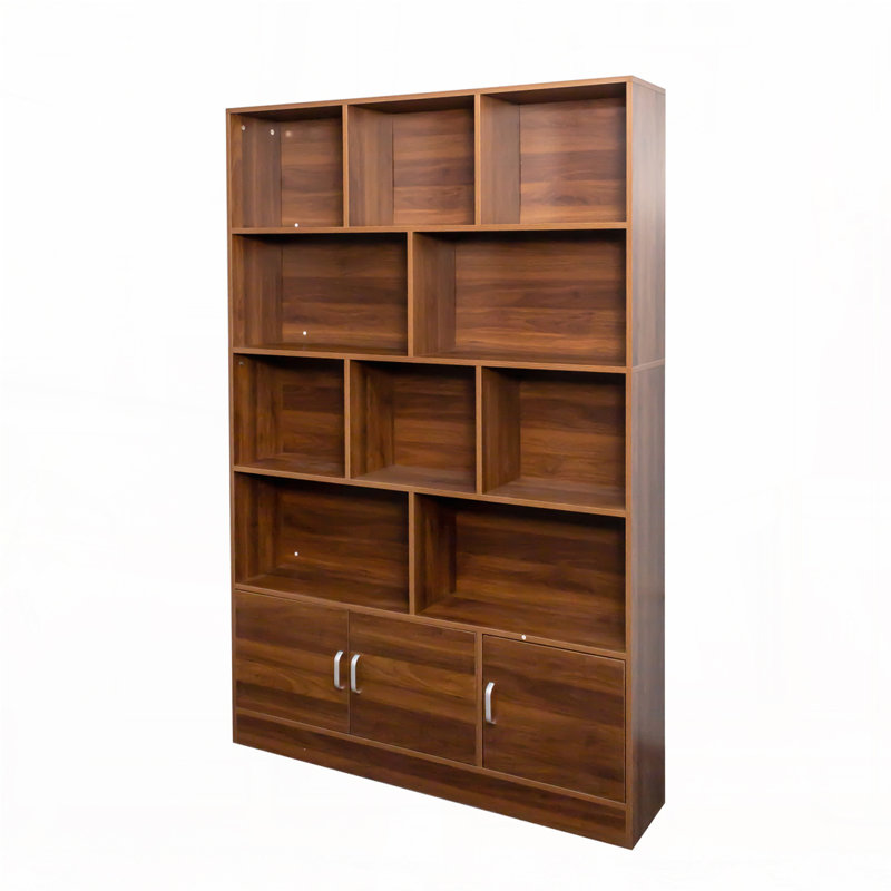 70.87" Tall Bookshelf with 10 Cubes and 3 Doors, 4-Tier Bookshelf, Open Shelf Bookcase with Cabinet