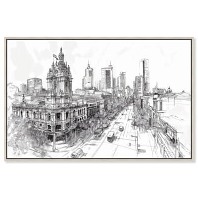 Collins Street Sketch Canvas Digital Sketch Art by Art Remedy