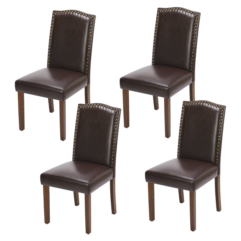 Aura Upholstered Solid Back Parsons Chair, Brown, 4