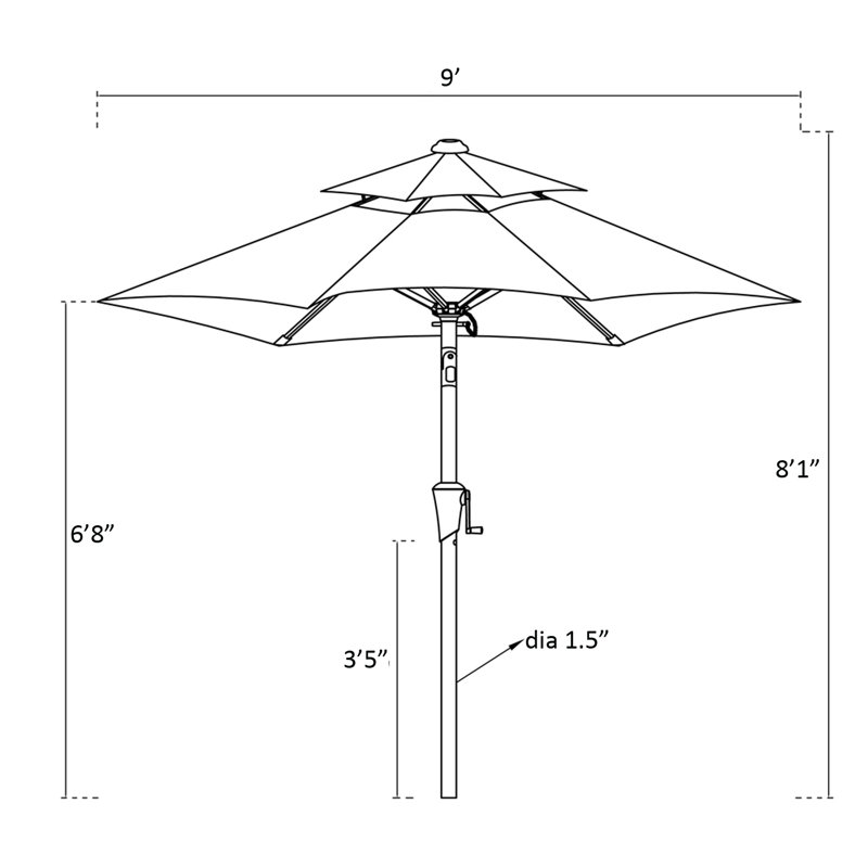 Parasol de marché Fruge 108 po, Bleu turquoise