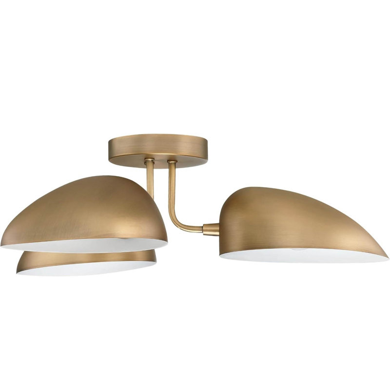 Plafonnier semi-encastré 3 lumières Modern Retro, Laiton rétro