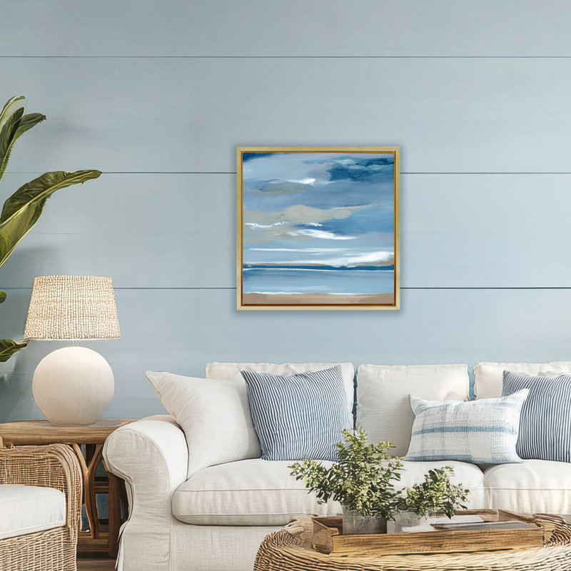 Cadre flottant Ocean's Embrace Stormy Sky, design par Lera, H 25 po x l 25 po, Cadre flottant métallique doré