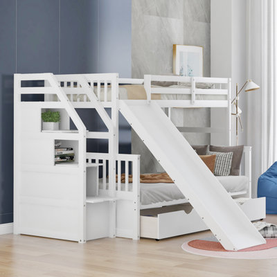 Twin Over Full Bunk Bed With Storage Staircase