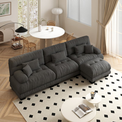 Canapé modulaire modulaire de 133,8 po, canapé en L avec repose-pieds mobile, sièges profonds modernes pour le salon