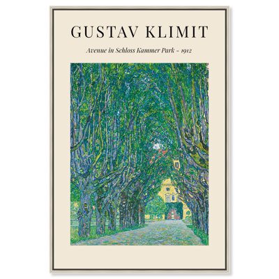 Avenue in Schloss Kammer Park Poster Framed Canvas Print Vintage Art Posters by Art Remedy, Black Frame, 20 x 30