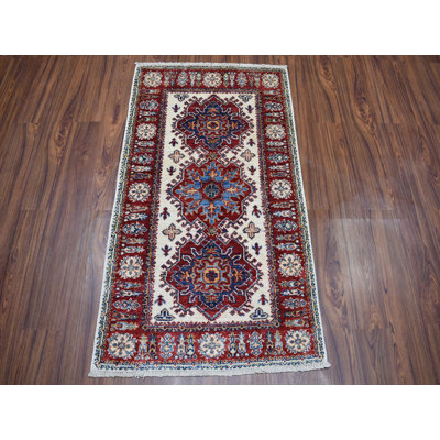 Tapis zone en laine rouge 2 pi 8 po x 4 pi 7 po one-of-kind-noué la kazak Chaz