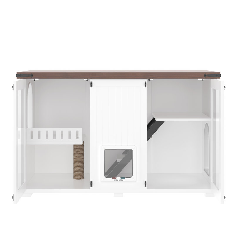 Grande boîte à litière pour chat avec lumière DEL, meubles cachés, escaliers et grattoir, portes intelligentes pour le salon
