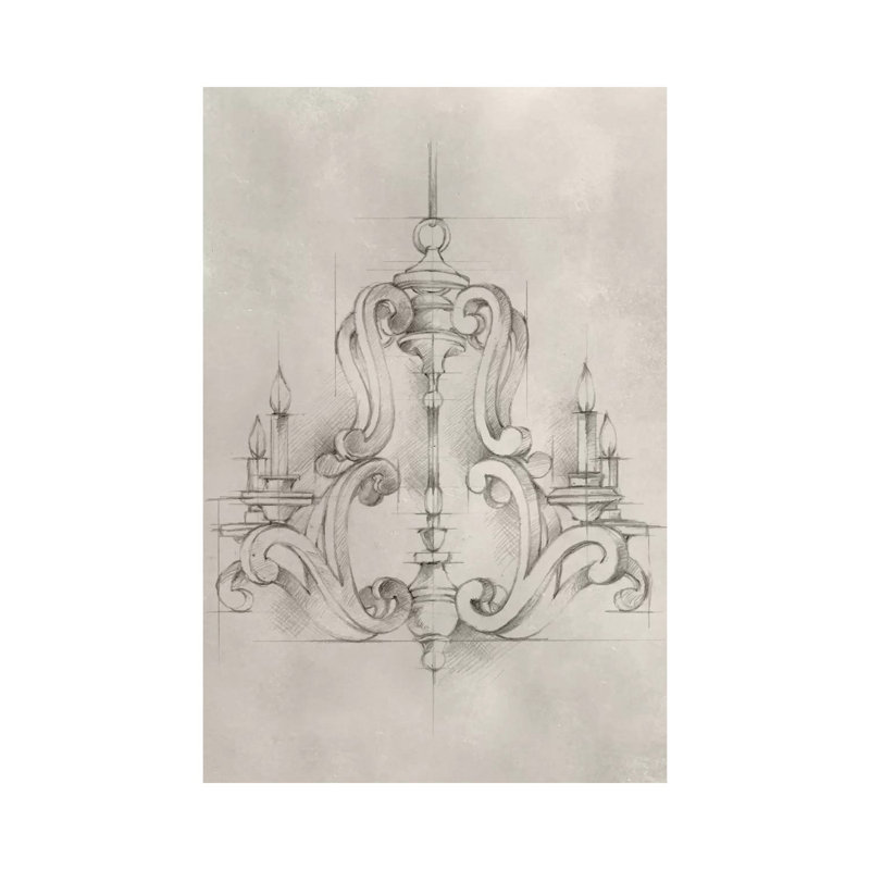 Chandelier Schematic II by Ethan Harper - Wrapped Canvas Gallery-Wrapped Canvas Giclée, 20.32 cm H x 30.48 cm W