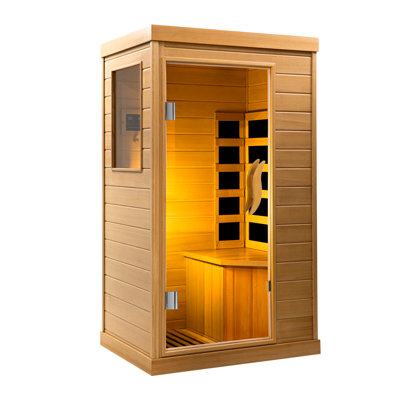 Sauna en bois infrarouge lointain, sauna traditionnel, intérieur, maison, sauna sec, à faible intensité de champ, personne seule, Spa Canada, pruche, nature