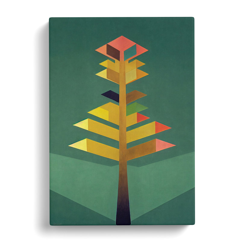 CAN-V0523-2571X Tree Geometric - Wrapped Canvas Print, 50cm H x 35cm W x 3cm D