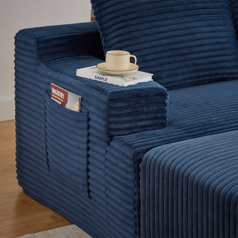 Canapé modulaire en L avec siège profond, sans assemblage requis, canapé modulaire pour salon, chambre à coucher, appartement, bleu