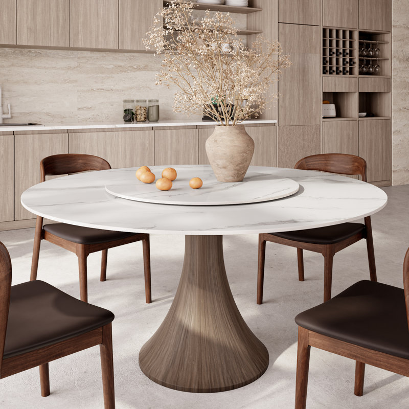 Ensemble de table de salle à manger rotative Lazy Susan de style Mid-Century (1 table 4/6/8), H 29,52 po x l 59 po x P 59 po