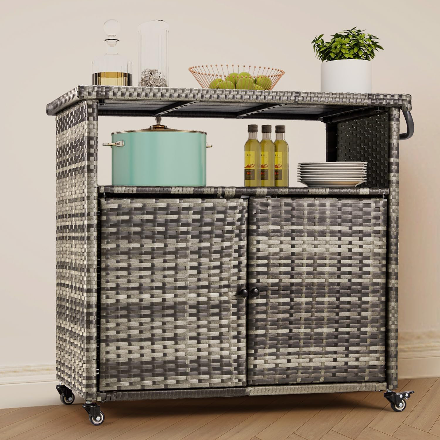 Latitude Run® Armoire de rangement d'extérieur avec poignée arrondie ...