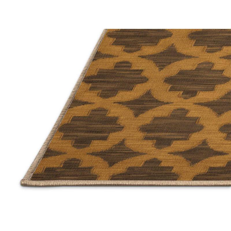 Tapis brun treillis lavable à la machine, Carré 8 pi