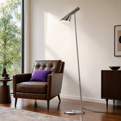 Modern Adjustable Floor Lamp with Metal Cone Shade, Contemporary Standing Task Lamp with Directional Light Head for Living Room Bedroom Reading Corner Office, E26 Floor Light