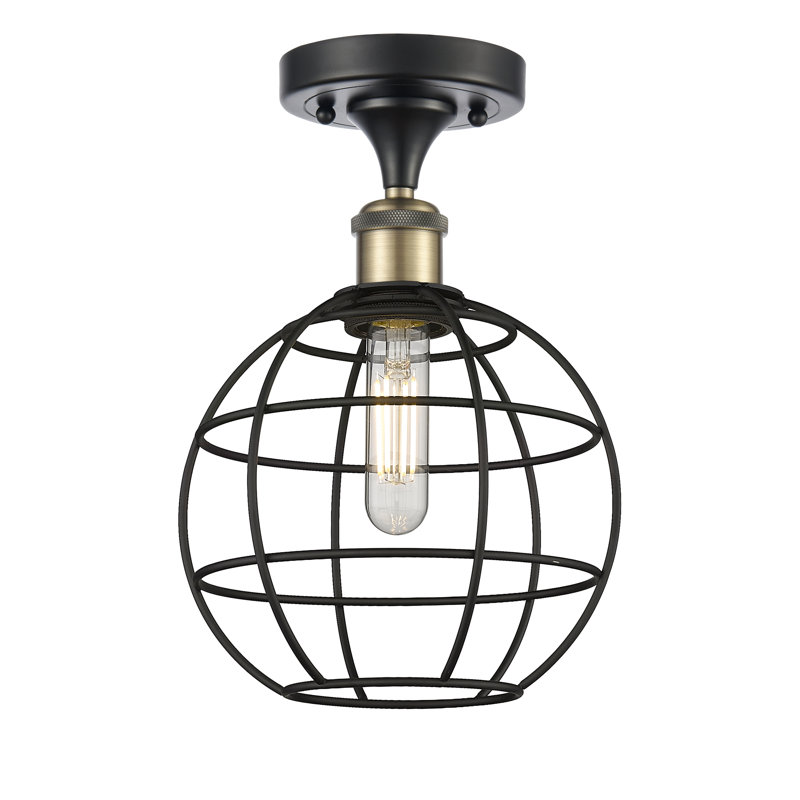 Ariyauna Semi Flush Mount, 12" H x 8" W x 8" D, Black Antique Brass