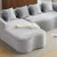 Canapé modulaire en L à compression complète avec méridienne incurvée, canapé en chenille gris modulaire, haute densité pour le salon en appartement-1249704938