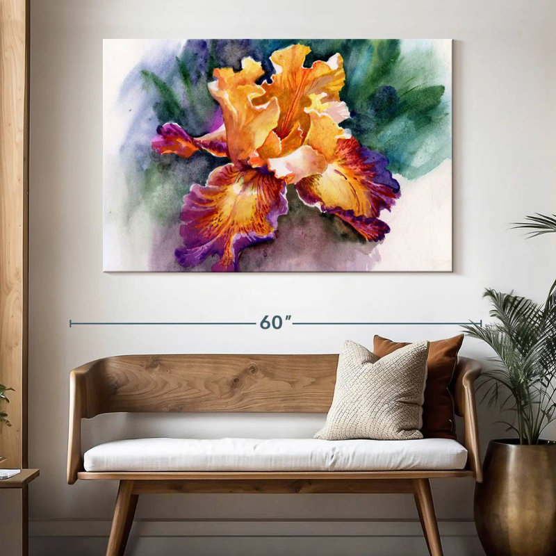 Harnek Yellow Iris Flower, 34" H x 51" W