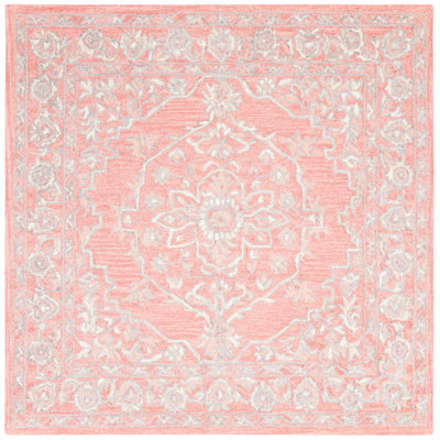 Crissyfield Oriental Wool Pink/Ivory Area Rug