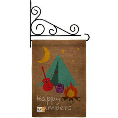 En toile jute 2 faces de joyeuse campers de 19 x 13 po drapeau de jardin