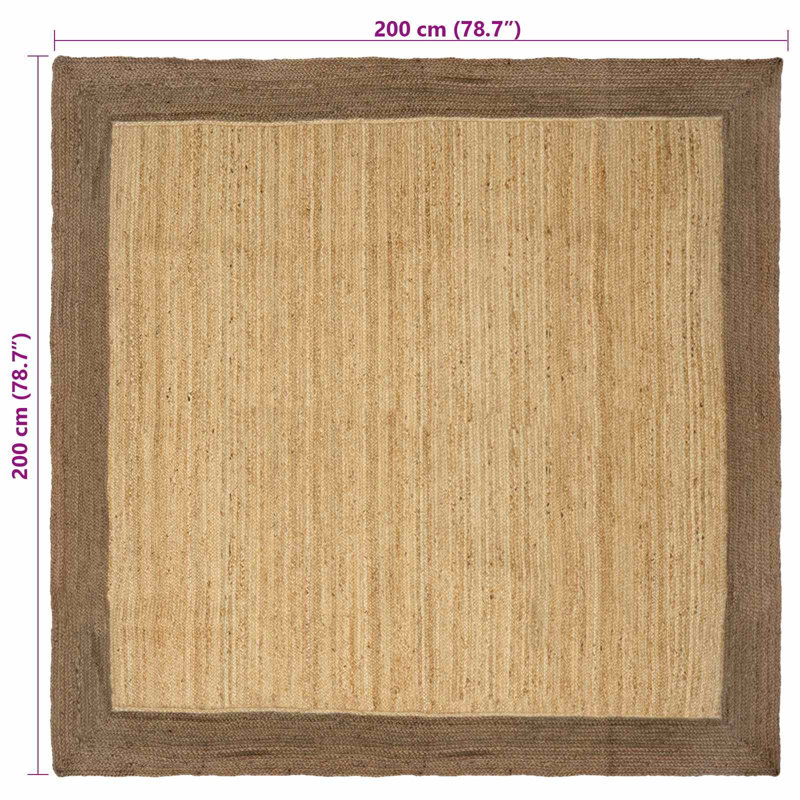 Rectangle Hand Braided Area Rug, Natural/Grey, Square 200cm