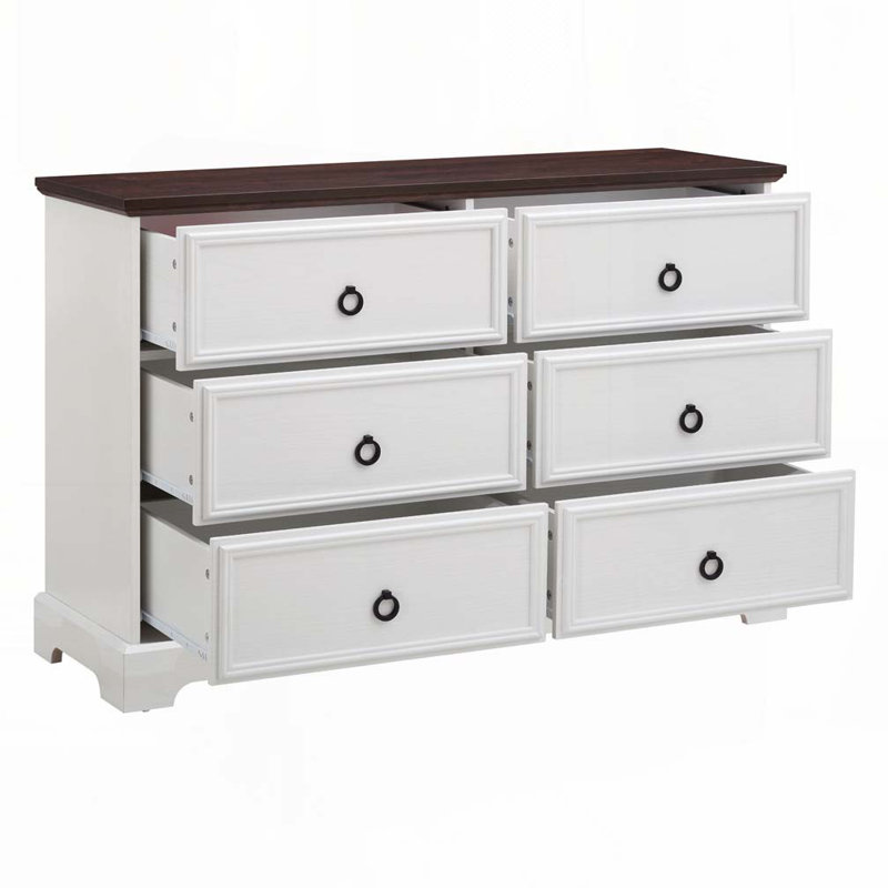 Commode 6 tiroirs Farmhouse, Brun / blanc