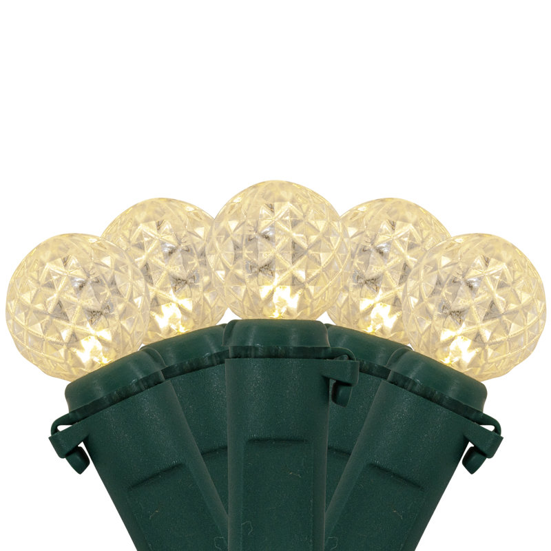 Lumières de Noël DEL G12 Berry - fil vert 16 pi - 50 carats, Blanc chaud
