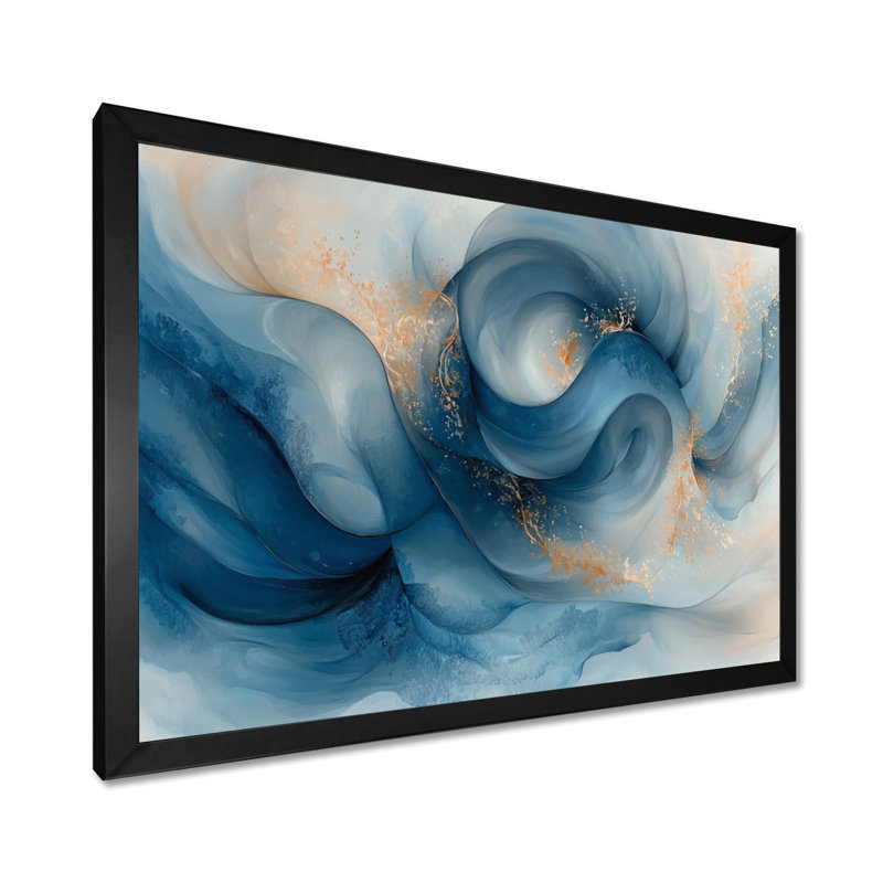 Orasio fluide fondations de quartzite I - art mural abstrait en marbre pour le salon, Cadre simple, Noir, H 12 po x l 20 po