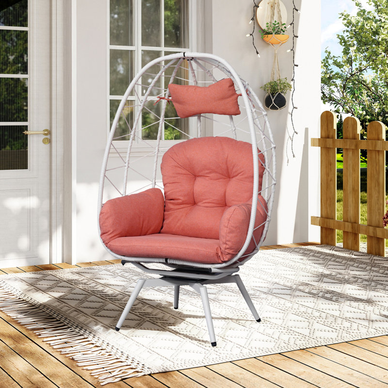 Swivel Patio Lounge Chairs, Pe Rattan Steel Modern Egg Chair Home