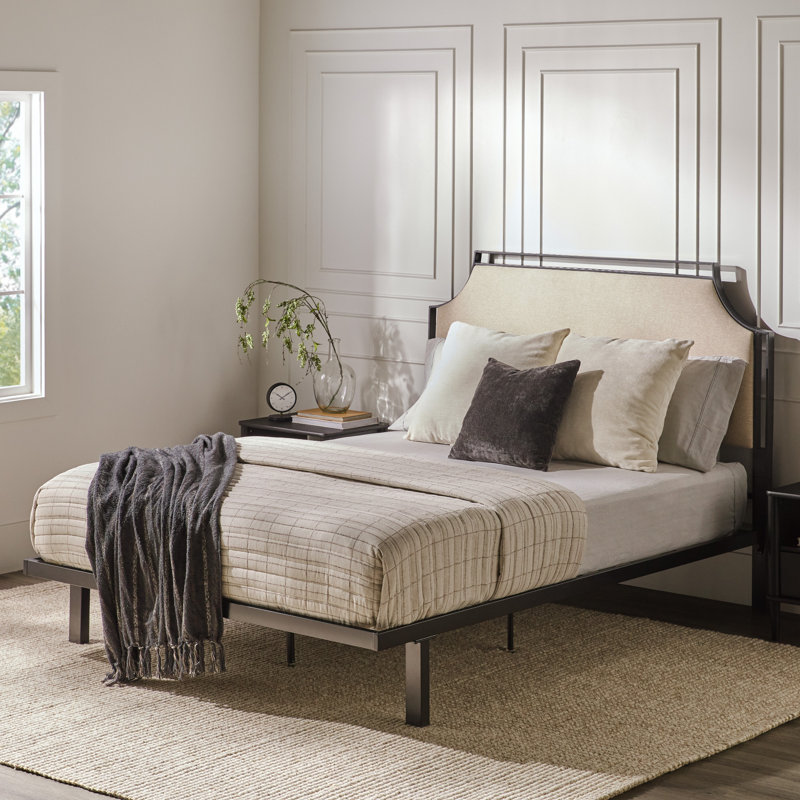 Jerwan Upholstered Queen Platform Bed, Tan
