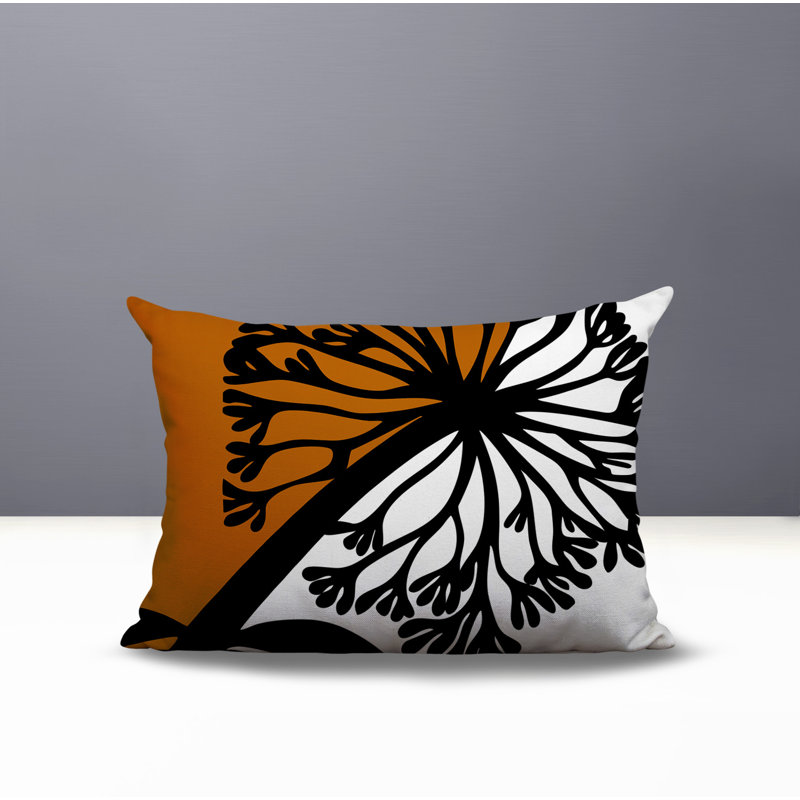 Oreiller rectangulaire réversible intérieur / extérieur Aldy, Orange, Rectangle H 14 po x l 20 po