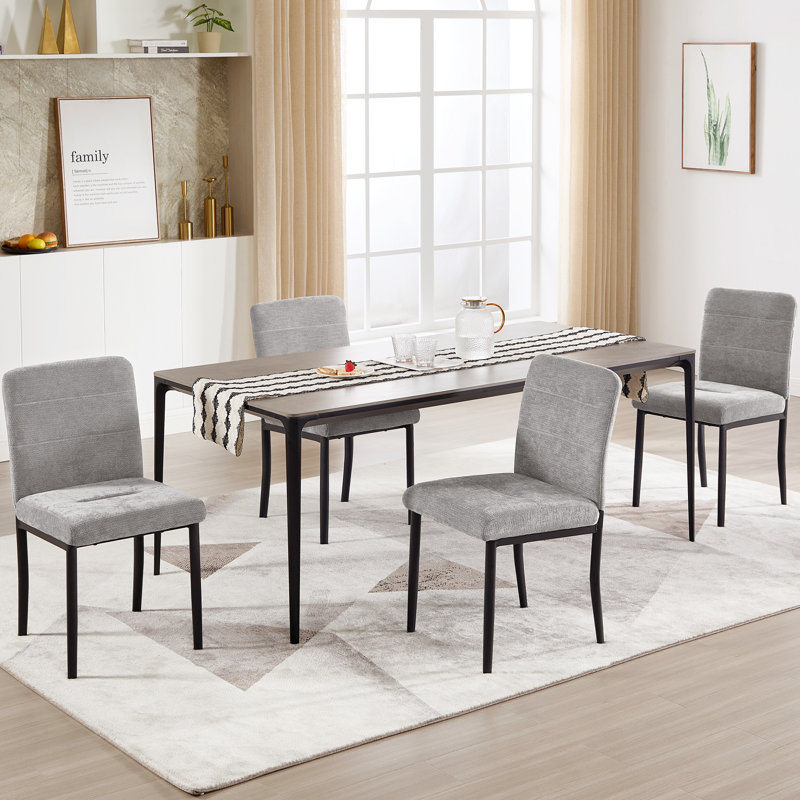 Modern Dining Chair with Metal Legs, Gray