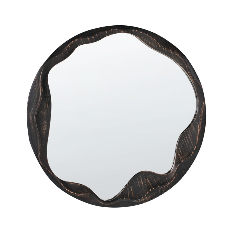 Solid Wood Round Floor Mirror