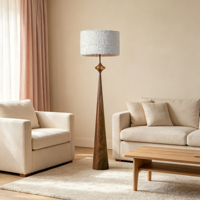 Beige-blanc + polyester brun-noix + lampes sur pied de forme libre en acier au carbone