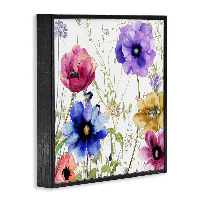 Giclée encadrée de fleurs de jardin moderne, design par Sasha, Giclée encadrée noir minuit, H 12 po x l 12 po