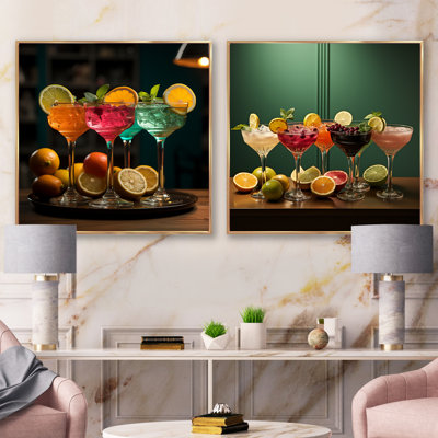 Whimsical Libations - Cocktails Square Collage Set Of 2