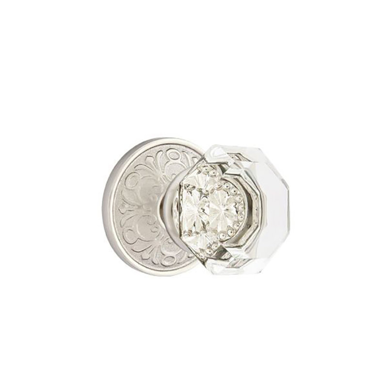 Passage Old Town Clear Knob with Lancaster Rose, Satin Nickel