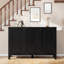 Buffet 47 po | Design arqué noir avec ensemble anti-basculement, rangement certifié FSC pour le salon, le vestibule et le meuble télé-1371704659