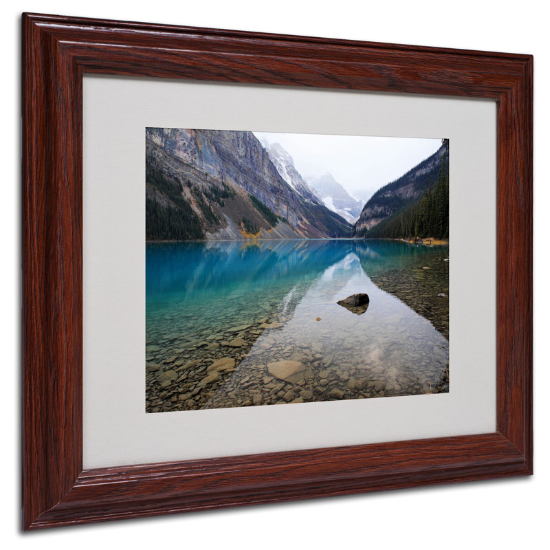 « lake louise » par pierre leclerc,, reproduction de photo encadrée, H 11 po x l 14 po x P 0,5 po, Brun - Biseautée