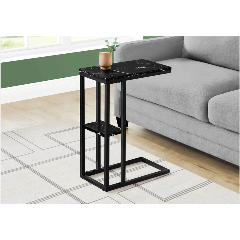 Accent Table With A Small Secondary Shelf, Black, Gray