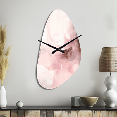 Horloge murale Ramhit rose délicat abstrait marbre IV - marbre asymétrique
