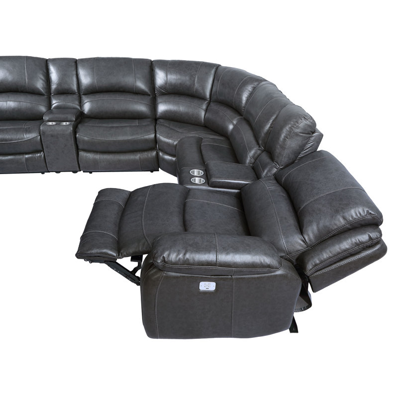 Kylemore Leather Power Reclining Curved Sectional Symmetrical